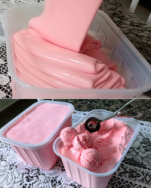 HOMEMADE STRAWBERRY ICE CREAM