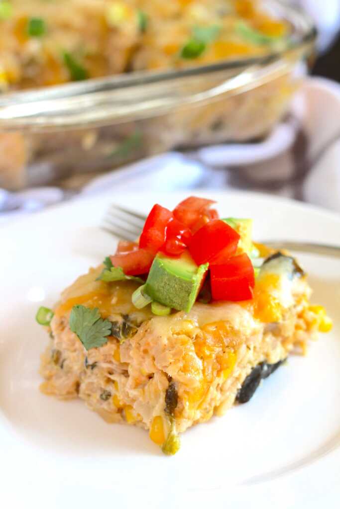 Cheesy Poblano Rice Bake