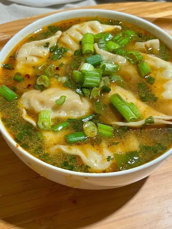 Homemade wonton soup