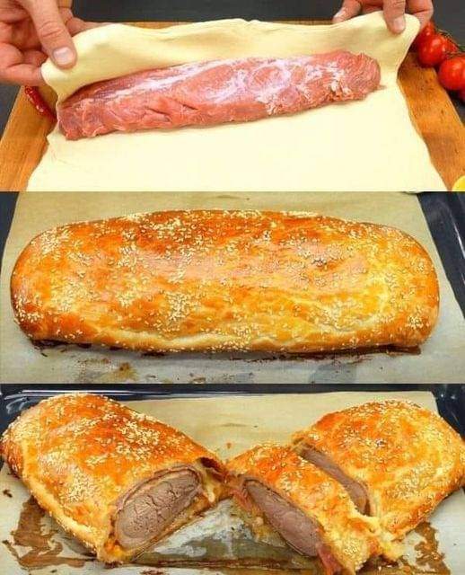 Spicy Marinated Beef Tenderloin in Puff Pastry